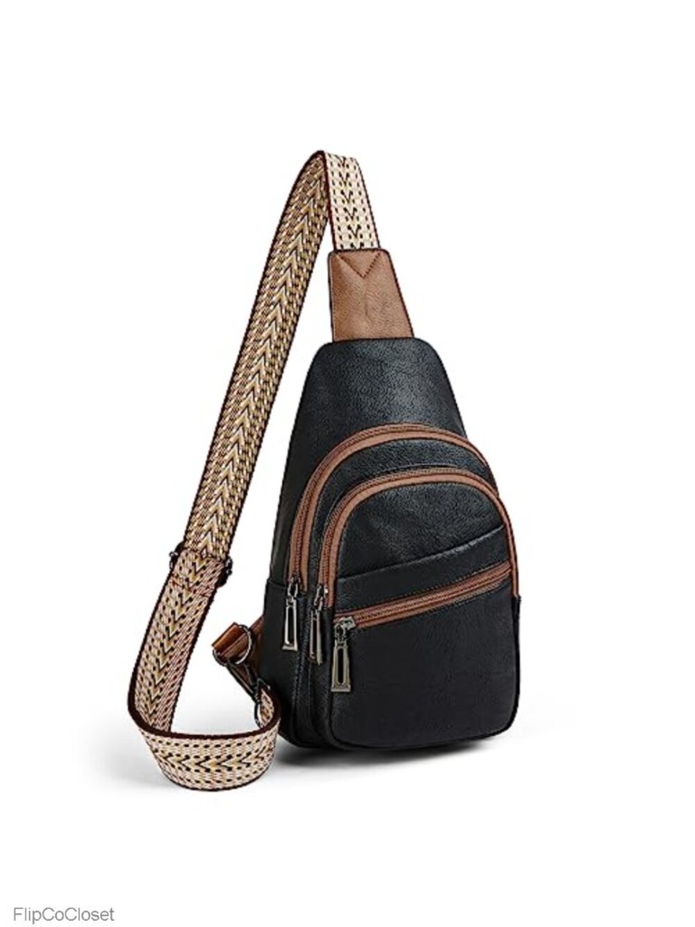 Vegan PU Leather Crossbody Sling Bag Adjustable Strap Anti Theft